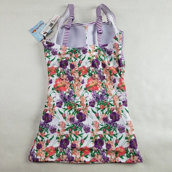 Tankini Swimsuit Top Lot of 2 Womens Small White Floral Divine Modestee NEW - Picture 3 of 15